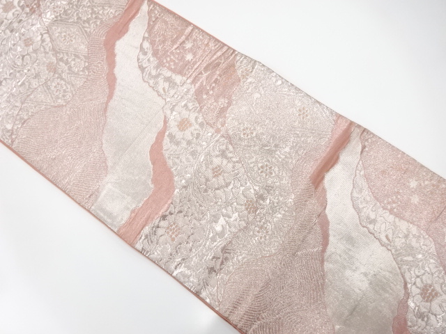 アンティーク　道長取りに花更紗模様織り出し袋帯（材料）